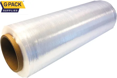 Vista 2 de Gpack Película de plástico preestirada de 15 pulgadas x 1500 pies con borde plegado, película transparente preestirada a mano de 8.6 micrones
