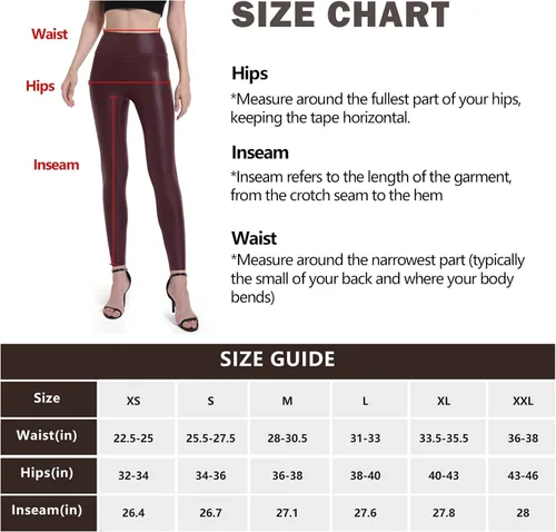 Vista 4 de HARTPOR Leggings de piel sintética para mujer, elásticos, de cintura alta, brillantes, pantalones de cuero, leggings de cuero, pantalones de yoga