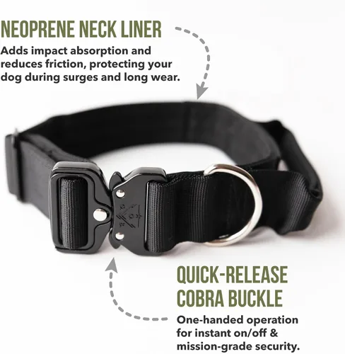 Vista 4 de Operation Good Boy - Collar táctico para perro, nailon duradero de grado militar con hebilla de liberación rápida y asa de entrenamiento, ajustable
