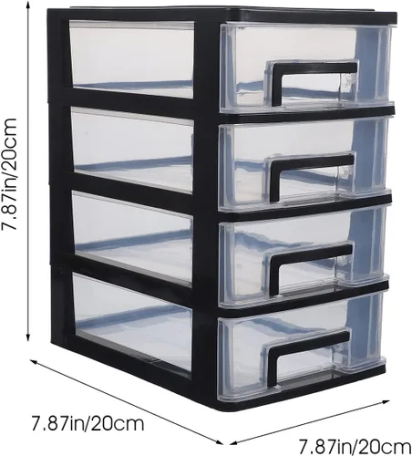 Vista 3 de Cajones de almacenamiento de escritorio apilables unidad de estante de cajón de plástico para dormitorio de oficina