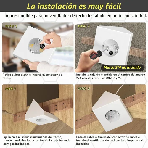 Vista 3 de Caja de Montaje de Ventilador, Soporte de Montaje de Ventilador de Techo, Caja de Montaje de Ventilador de Techo, Kit de Montaje de Ventilador