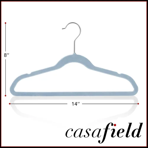 Vista 5 de Casafield 50 perchas de terciopelo para niños, tamaño de 14 pulgadas, color azul claro