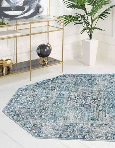 Vista 27 de Unique Loom Newport Collection - Alfombra de área ocre (2' x 3' 11", azul/marrón claro)