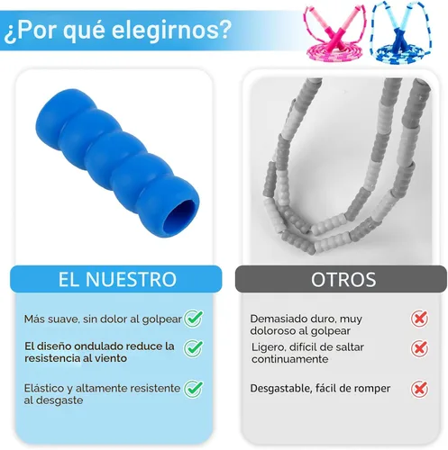 Vista 5 de Cuerda de saltar para niños, cuerdas de saltar ajustables para 4 5 6 7 8 10 12 años, cuerda de saltar sin enredos de 8 a 12 años, cuerda de saltar