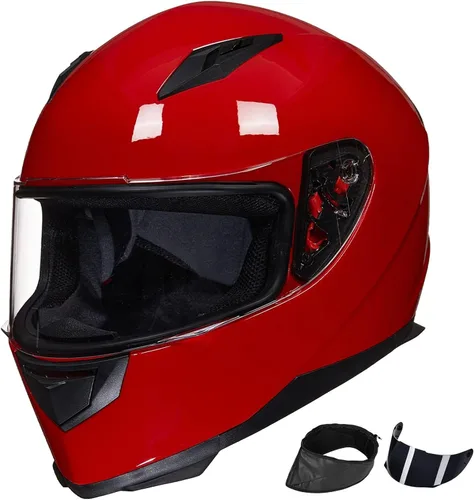 Vista 14 de ILM - Casco integral para motocicleta y bicicleta urbana, con bufanda de invierno extraíble, 2 viseras, modelo aprobado por DOT JK313 2-Azul