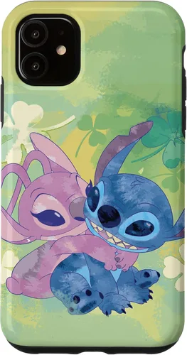 Vista 8 de Disney Stich and Angel Shamrock - Carcasa para iPhone 17, color verde