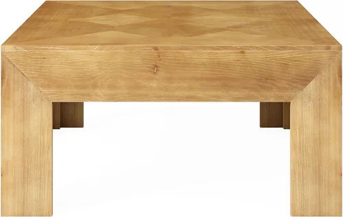Vista 15 de LITTLE TREE Mesa de centro de madera maciza de 39.4 pulgadas, mesa de centro cuadrada con parte superior incrustada intrincada y patas resistentes