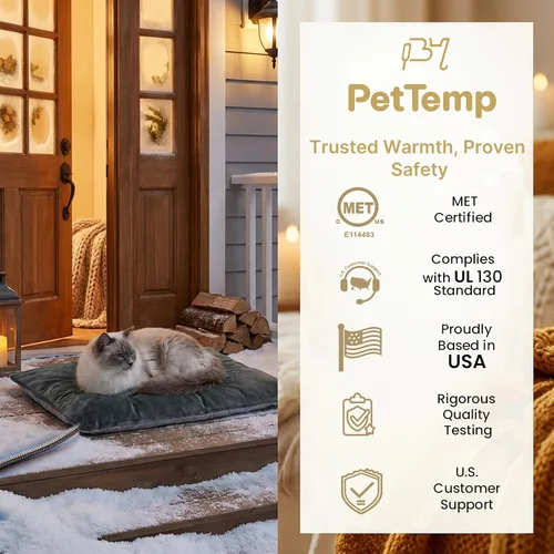 Vista 4 de Almohadilla térmica para mascotas para gatos y perros pequeños, cama climatizada impermeable con control automático de temperatura y cable