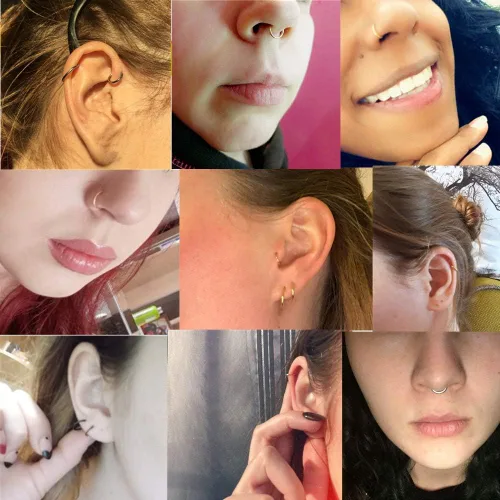 Vista 7 de Followmoon - Aretes de acero quirúrgico316L para nariz, oreja, septum y labio, cartílago, hélix, tragus, de calibre 20, 18, 16, 14, 12, 10, 8