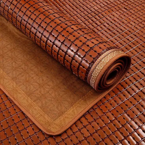 Vista 2 de Colchoneta de verano para dormir, colchón de bambú refrescante, tapete de bambú carbonizado Mahjong, almohadilla de enfriamiento plegable de doble