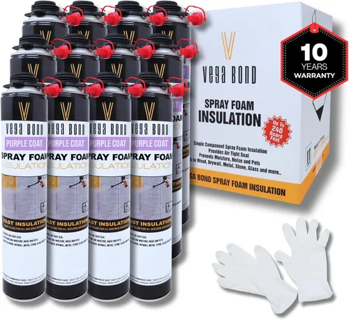 Vista 22 de Purplecoat Sistema de espuma de celda cerrada (1 paquete + limpiador) Self Expanding Insulation, R-5.66 Thermal Value, 29 Oz Cans, 20 Board Feet