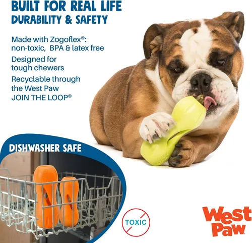 Vista 3 de West Paw Design, Juguete para perro Qwizl Aqua Pequeño