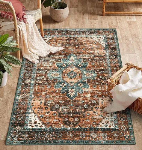 Vista 58 de Moynesa Alfombra ultra fina lavable de 2 x 3 pies, alfombra pequeña de cocina para entrada, interior, antideslizante, tapete vintage para puerta