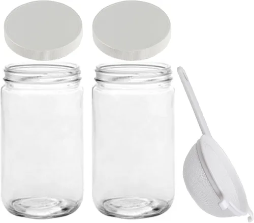 Vista 17 de Jarming Collections Mason Jars - Frascos de vidrio para almacenamiento de 32 oz con tapas de boca extra ancha, libres de BPA y seguros para 2 tapas