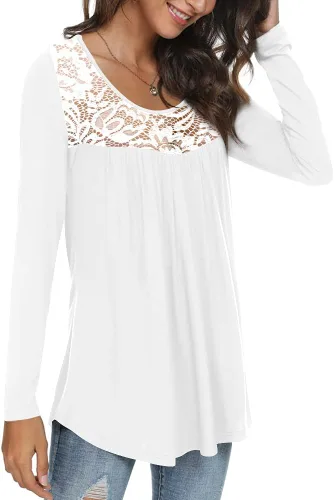 Vista 2 de CATHY Blusa holgada de manga larga con volantes para mujer, estilo casual, para usar con leggings