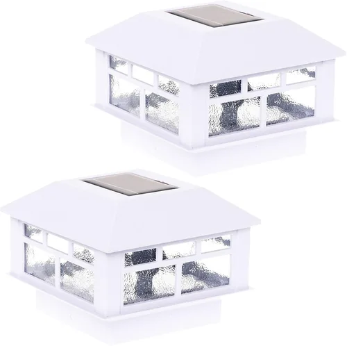 Vista 7 de GreenLighting - Lámpara de diseño moderno accionada con energía solar (2 unidades) de 10 lúmenes para postes de 4 x 4 o 5 x 5 pulgadas (negro)