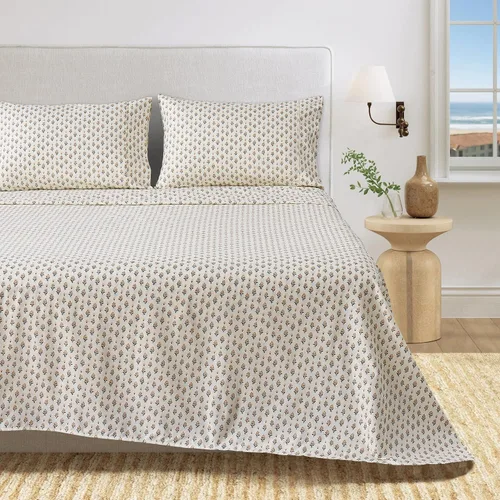 Vista 28 de Great Bay Home - Sábanas de microfibra, estampado costero, sin arrugas, bolsillo profundo, tema de playa, colección Newport (Queen, concha marina)