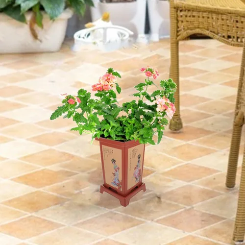 Vista 5 de Happyyami 4 juegos de macetas de orquídeas grandes macetas de cerámica para cactus maceta decorativa para suculentas, maceta redonda grande
