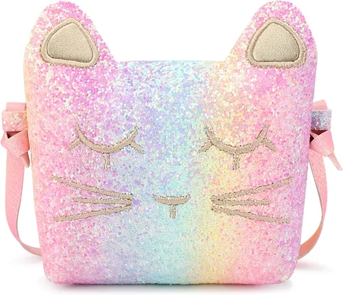 Vista 7 de Bolso de gato para niñas pequeñas, cartera tipo bandolera para niñas pequeñas, Negro