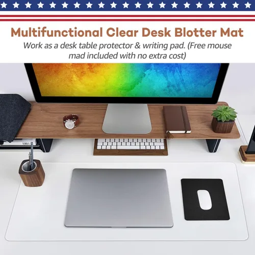 Vista 3 de RostiKong Protector transparente de escritorio de 14 x 24 pulgadas, protector de mesa de PVC transparente para escritorio, protector de mesa