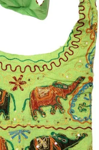 Vista 3 de Hippie Boho Elefante Algodón EslingaBolsa de Cuerpo Cruz