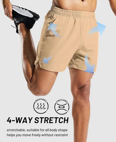 Vista 3 de MIER Pantalones cortos deportivos para correr de 5 pulgadas para hombre con bolsillos, de secado rápido, ligeros, pantalones cortos de entrenamiento