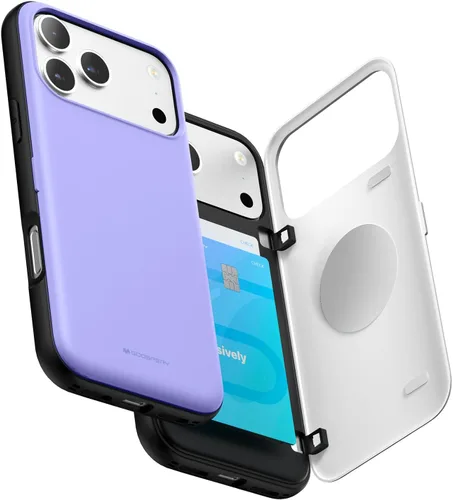 Vista 33 de GOOSPERY Parachoques magnético para puerta compatible con iPhone 15, funda con tarjetero, cartera con cierre magnético automático, protector de Azul
