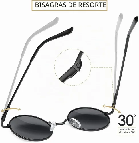 Vista 4 de Joopin Gafas de sol redondas pequeñas Hippie Circle Teashades Traje de protección UV Todo negro
