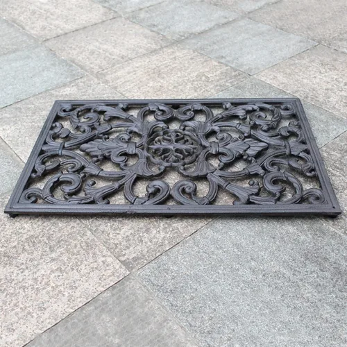 Vista 7 de Tapete rectangular para puerta delantera, de hierro fundido, tapete de entrada de bienvenida, resistente y antideslizante, raspador de zapatos