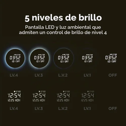 Vista 6 de mooas Reloj de pared LED de luna llena silencioso de madera con control remoto, luz nocturna con retroiluminación, reloj de pared de madera digital