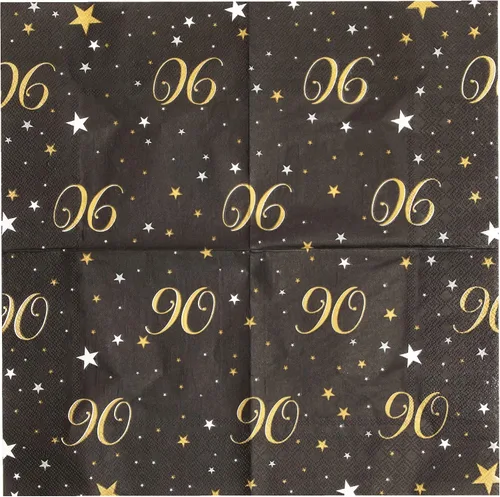 Vista 8 de Sparkle and Bash Servilletas de cumpleaños 90 – Servilletas absorbentes de 2 capas para fiesta de cumpleaños 90 – Elegantes productos de papel
