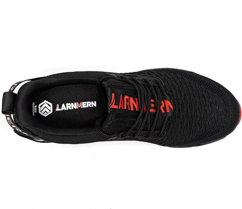Vista 4 de LARNMERN Zapatos de punta de acero para hombres y mujeres, cómodos tenis de seguridad transpirables, zapatos de trabajo indestructibles