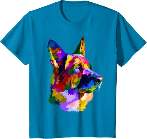 Vista 91 de Camiseta con retrato de pastor alemán para dueños de perros, Negro, S