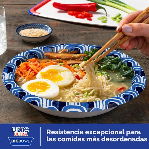 Vista 4 de Dixie Ultra Cuencos de papel extra grandes, 34 onzas, 34 unidades, compostables, aptos para microondas, cuencos desechables para comidas pesadas