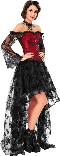 Vista 6 de Kimring - Corsé para mujer, estilo victoriano, con falda alta y baja