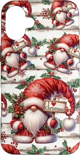 Vista 23 de iPhone 16 Love Christmas Gnomo Shabby Chic Decoración para mujer Bonita funda de Navidad