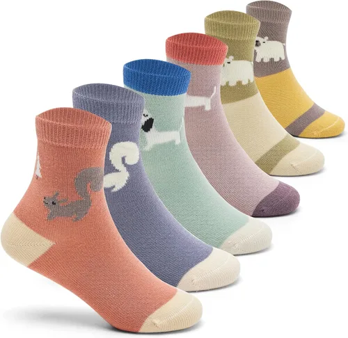 Vista 37 de Aisyee Calcetines de algodón para niños, calcetines sin costuras para niños, calcetines coloridos de cuarto de punto, paquete de 6