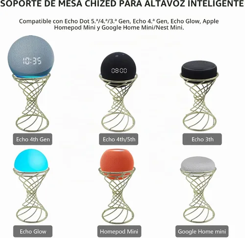 Vista 2 de Dutiplus Soporte decorativo de mesa con altavoz inteligente para Echo Dot 3ª/4ª/5ª generación, Echo 4ª/5ª generación, Echo Glow, Apple Homepod Mini
