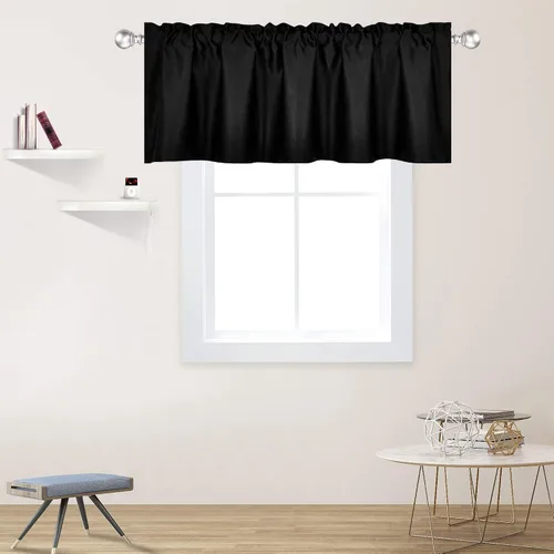 Vista 10 de DECOVSUN Cenefa morada para ventanas de 60 x 18 pulgadas, aislamiento térmico sólido, bolsillo para cortinero, cenefa corta para cocina, cenefa