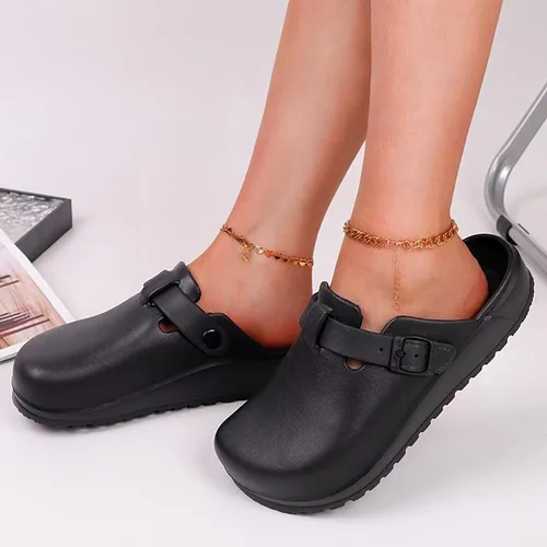 Vista 3 de Zuecos de trabajo de enfermería fáciles de limpiar para hombres y mujeres, zapatos ortopédicos antideslizantes con soporte de arco moderado