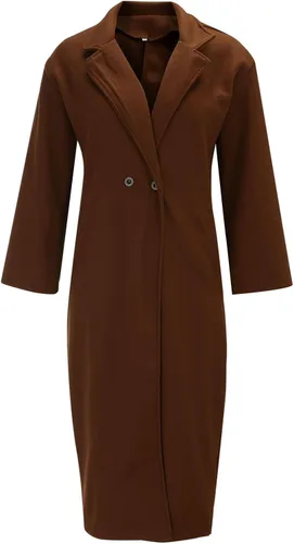 Vista 2 de Women Fashion Solid Color Outwear Winter Long Jacket Long Sleeve Lapel Trench Jacket Craft Wind Temperament Jackets