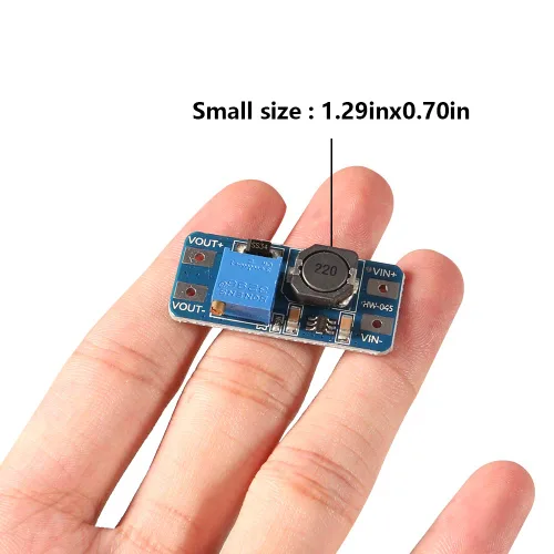 Vista 4 de Dorhea MT3608 - Convertidor de potencia elevador DC-DC - Módulo de 2 A, placa reguladora de voltaje ajustable - Voltaje de salida de 2-24 V a 5 V-28