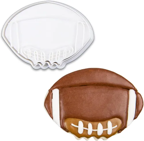 Vista 9 de Mostop Cortador de galletas deportivo con sellos, juego de 3 piezas de cortador de galletas de fútbol, fútbol, casco, juego de fútbol, herramientas