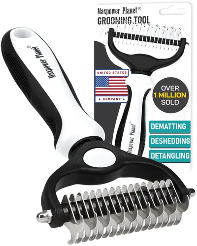 Vista 25 de Maxpower Planet Rastrillo para Perros y Cepillo de Pelo de Perro - Remueve Suavemente el Subpelo Suelto, Nudos y Enredos - Herramienta de Deslanado