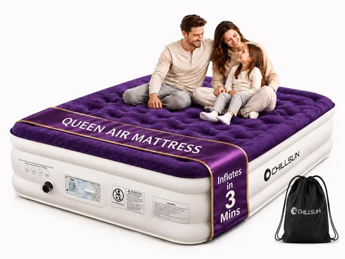 Vista 13 de CHILLSUN Colchón de aire doble con bomba incorporada, cama inflable