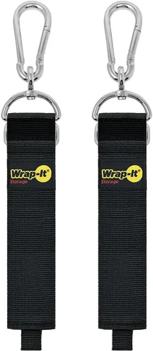 Vista 12 de Correa de almacenamiento Wrap-It con gancho y enganche - Paquete surtido de 3 piezas en negro - Soporte resistente para cables de extensión