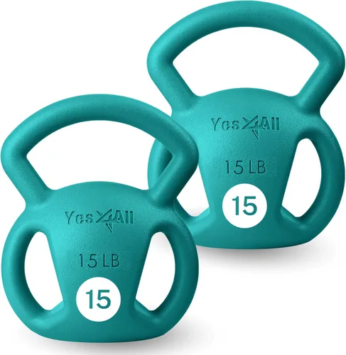 Vista 9 de Yes4All 3-Handle Kettlebell, Strength Training Kettlebells for Home Gym