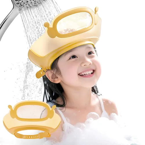 Vista 10 de FUNUPUP - Gorro de ducha para bebé, para niños, champú de baño para bebé, visera de lavado de cabello, ajustable, dinosaurio azul