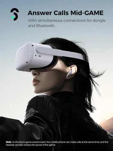 Vista 7 de SOOMFON VR Wireless Gaming Earbuds 16ms Low Latency, Dual Connection, 2.4GHz Wireless, USB-C Dongle Included-Compatible with Meta Quest 3,Quest