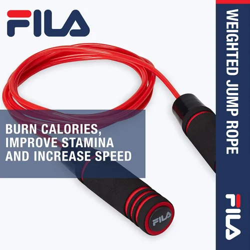 Vista 3 de FILA Accessories - Cuerda de saltar pesada de 9 pies para ejercicio, agarre de espuma con asas pesadas (0.5 libras cada una), cuerda de salto